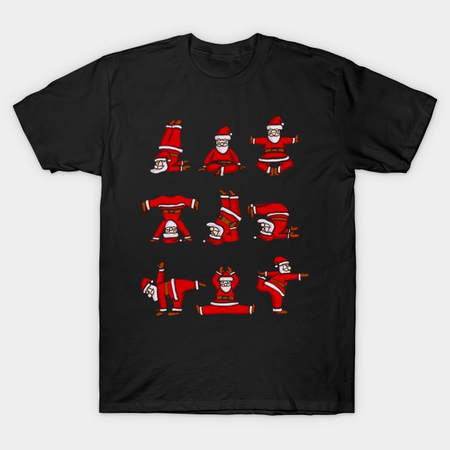 Santa Claus in Yoga Poses T-Shirt by KsuAnn